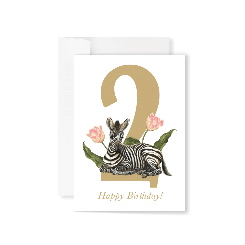 2 - Happy Birthday! Zebra Greeting card