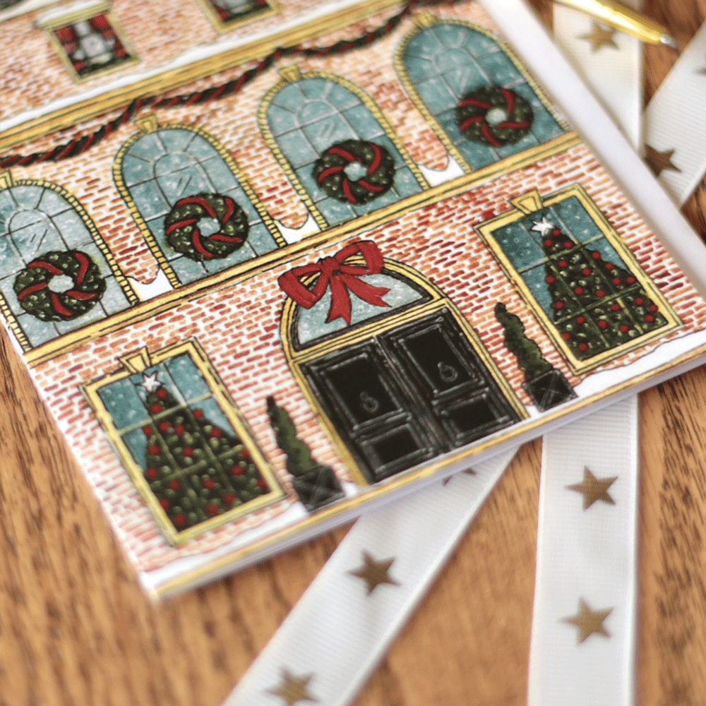 Festive London Townhouse Christmas Card