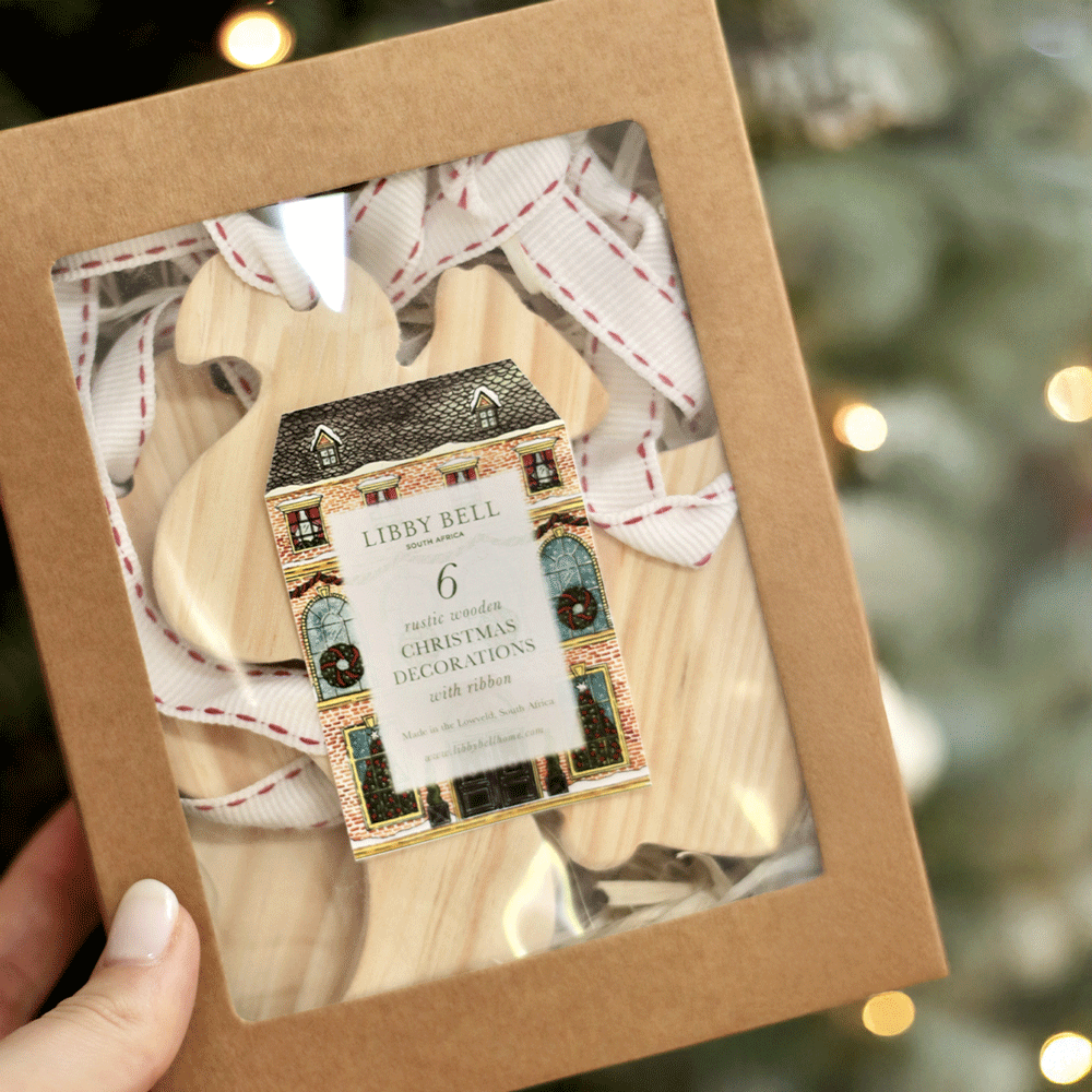 Rustic Wooden Christmas Ornament Set