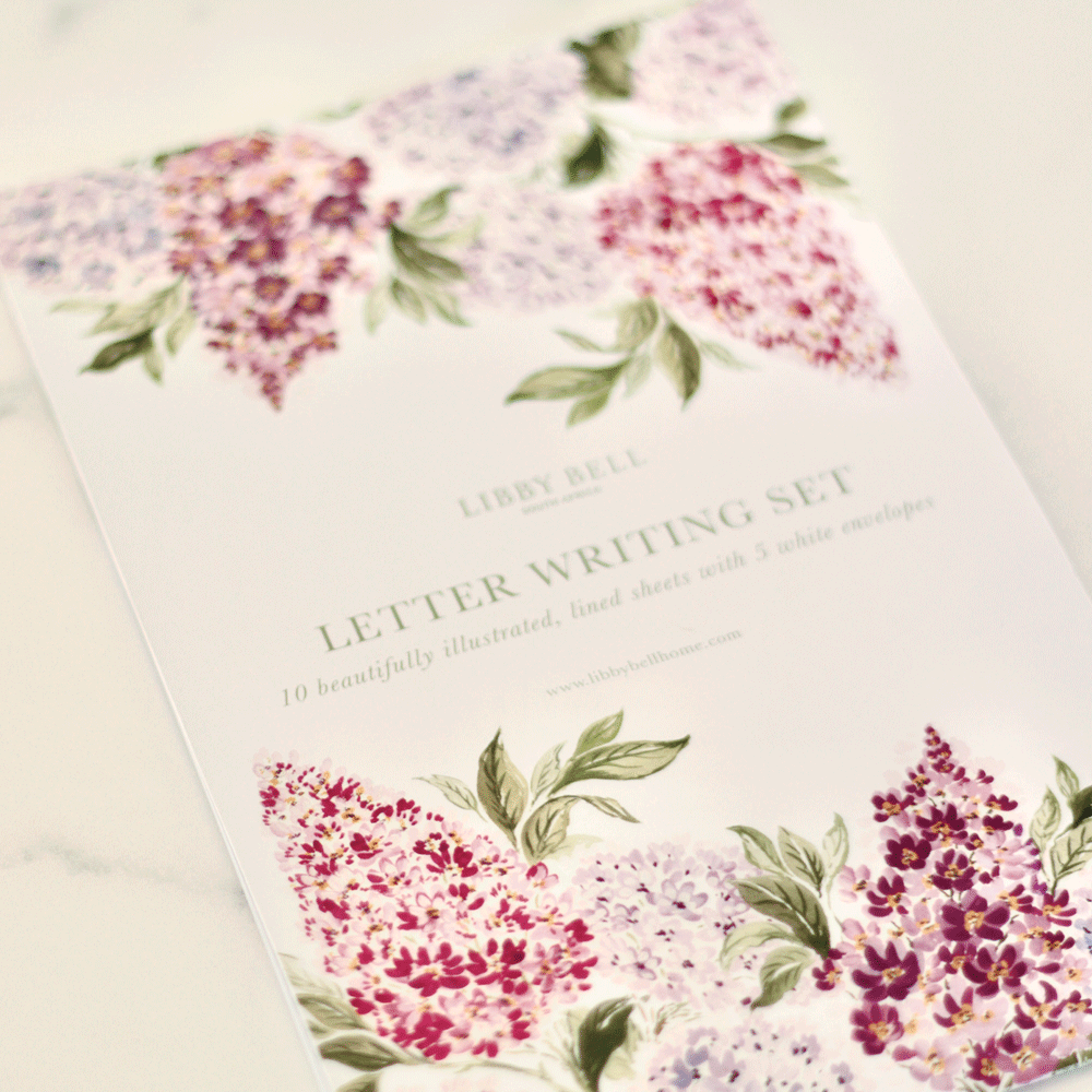 Letter Writing Set with Gold Pen: Lilacs & Hydrangeas