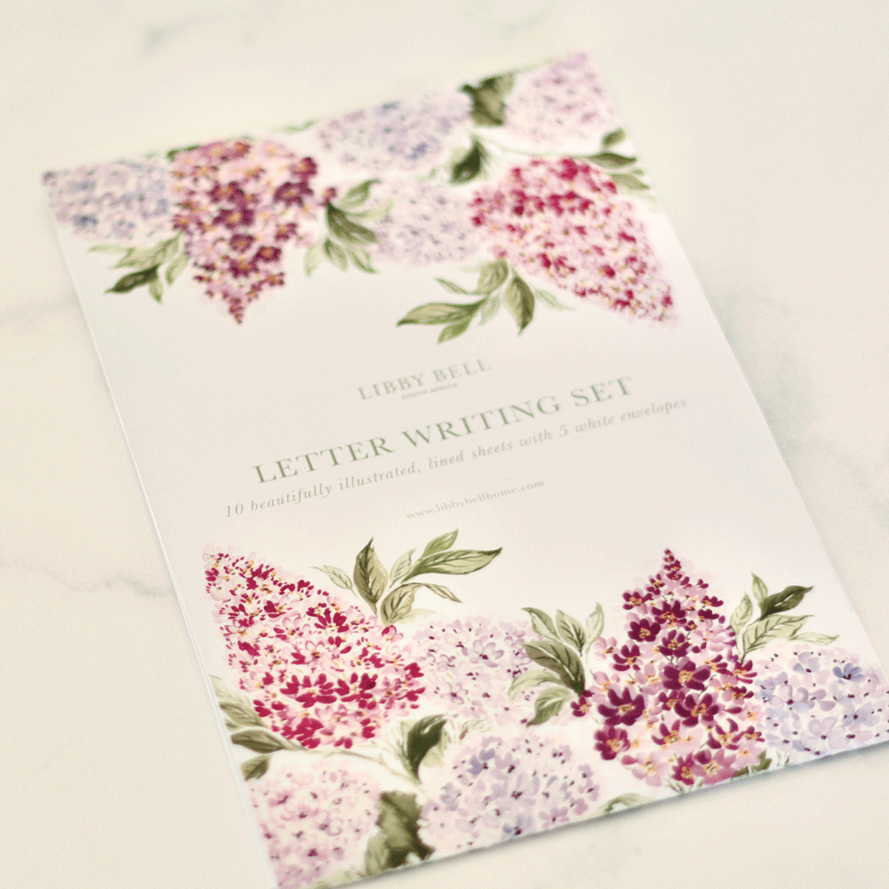 Letter Writing Set with Gold Pen: Lilacs & Hydrangeas
