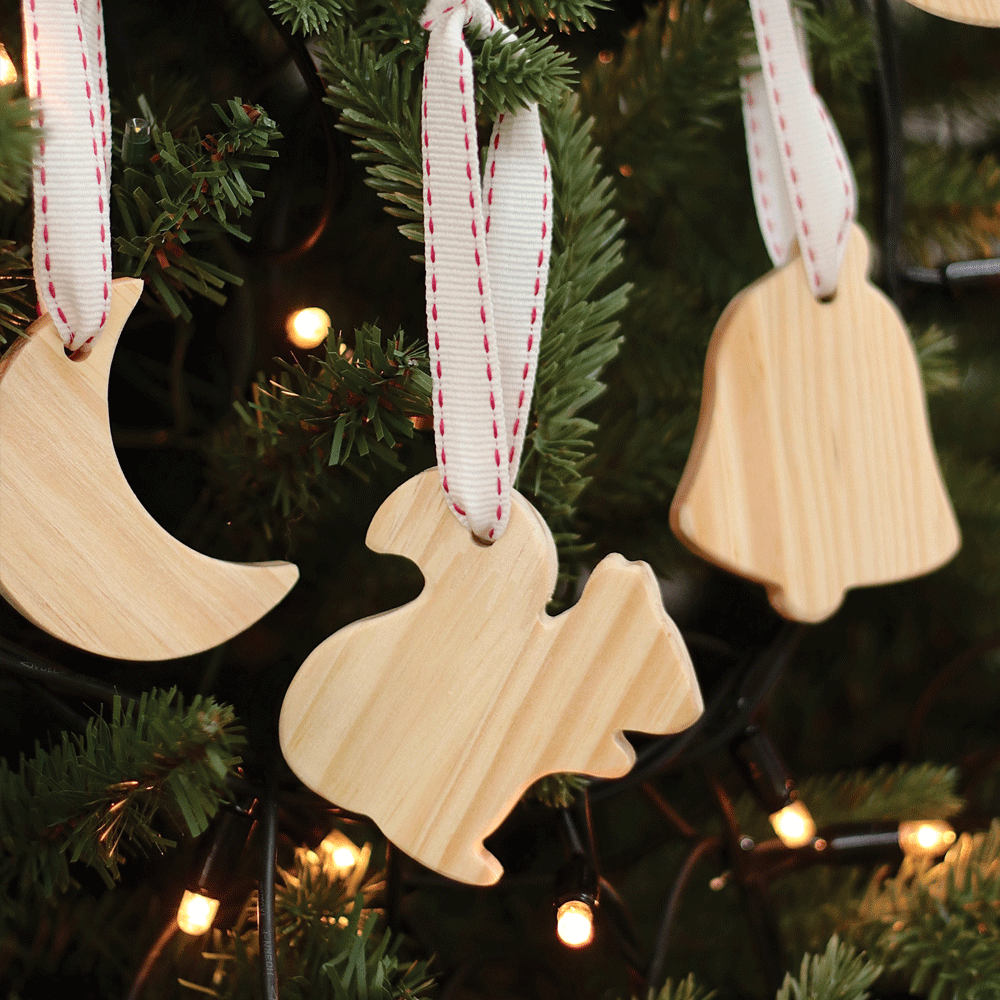 Rustic Wooden Christmas Ornament Set