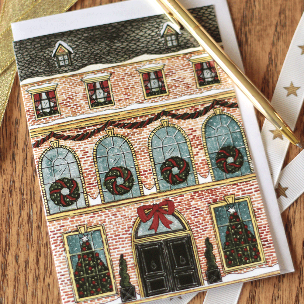 Festive London Townhouse Christmas Card