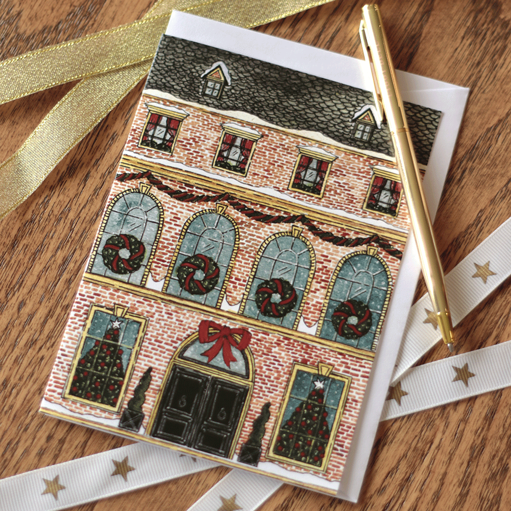 Festive London Townhouse Christmas Card
