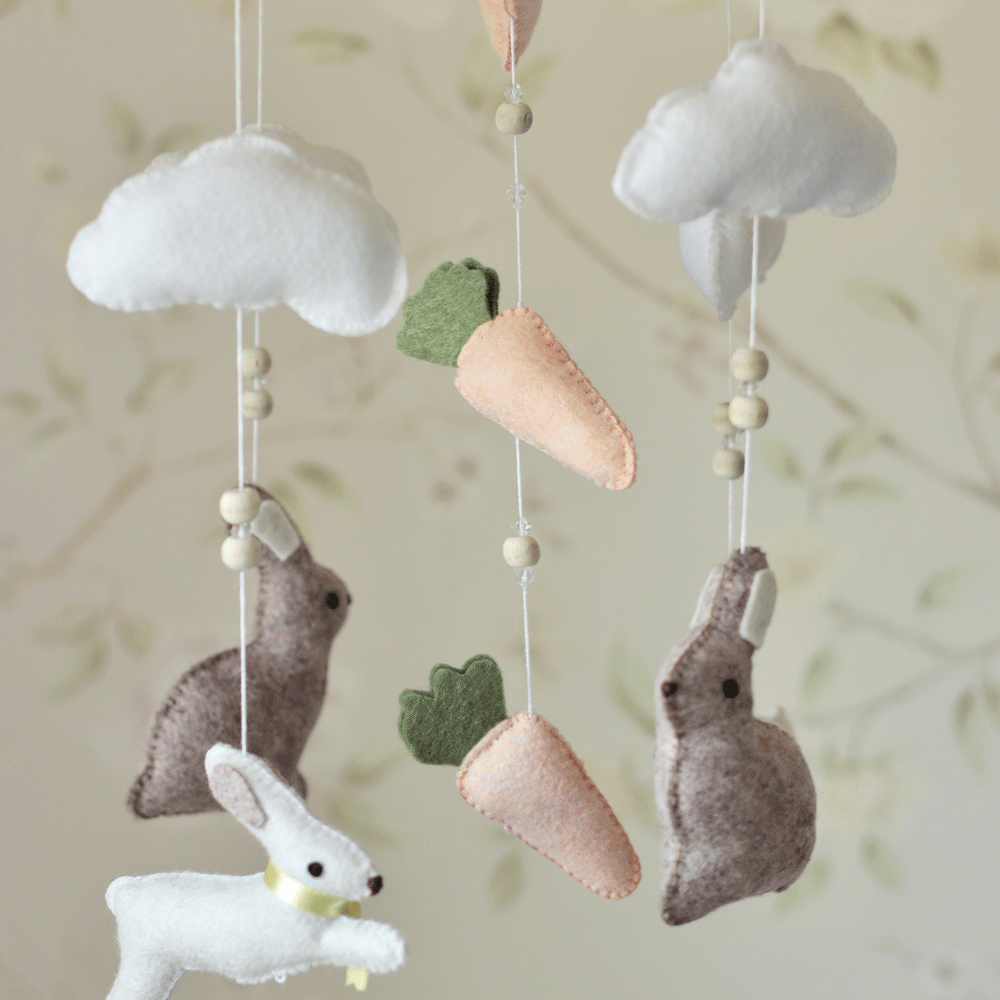 Bunnies & Carrots Felt Mobile
