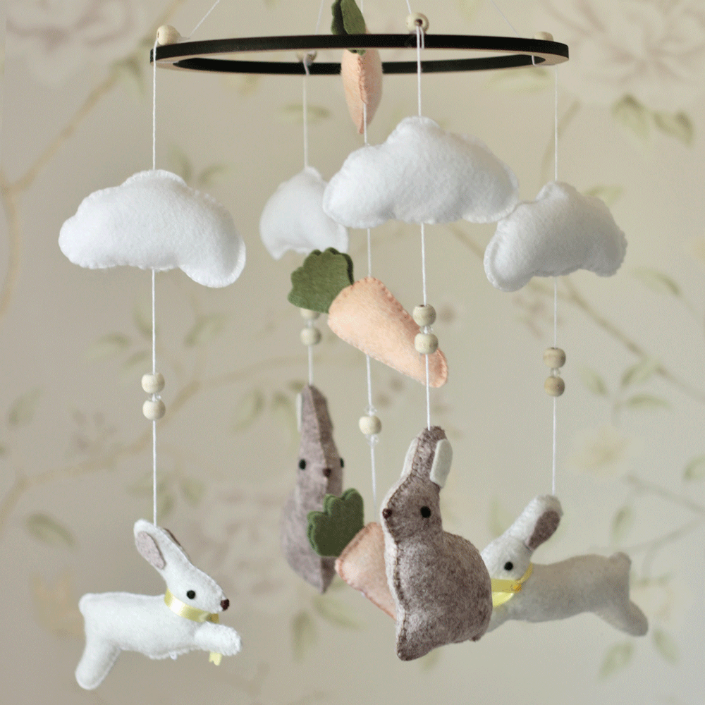 Bunnies & Carrots Felt Mobile