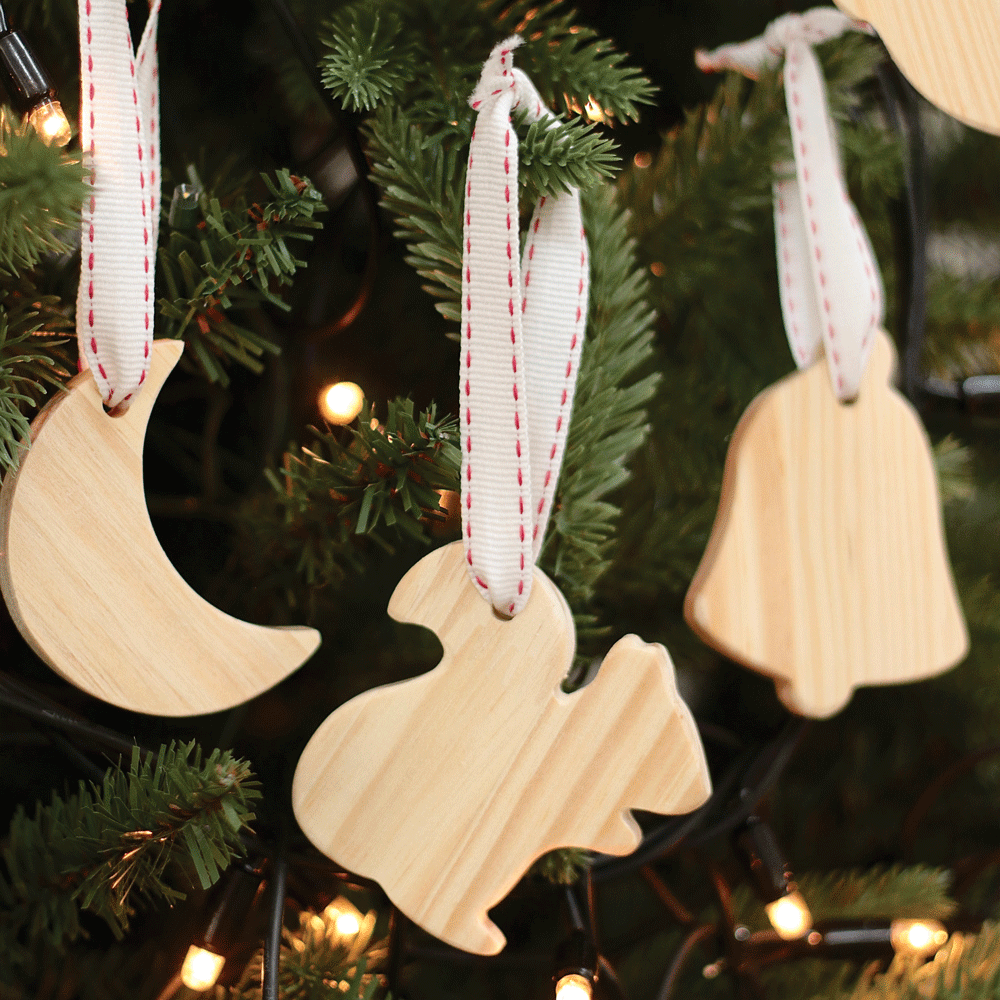 Rustic Wooden Christmas Ornament Set