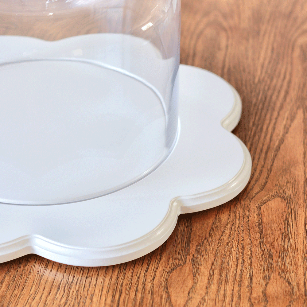 Daisy White Cake Stand with Glass Dome