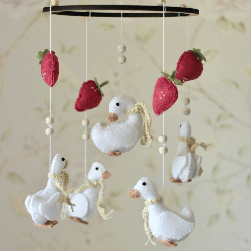 Ducks & Strawberries Felt Mobile