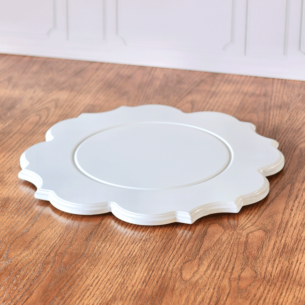 Ornate White Cake Stand with Glass Dome