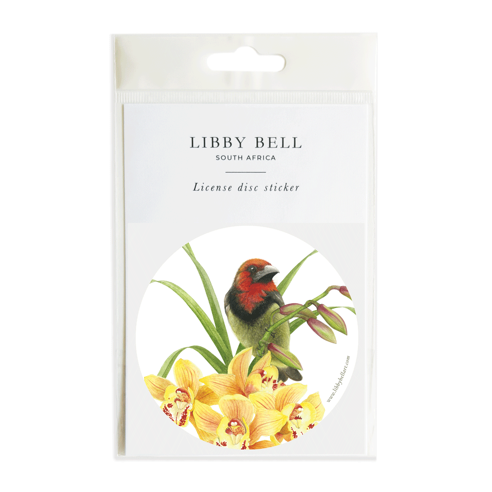 Barbet & Orchids License Disc sticker