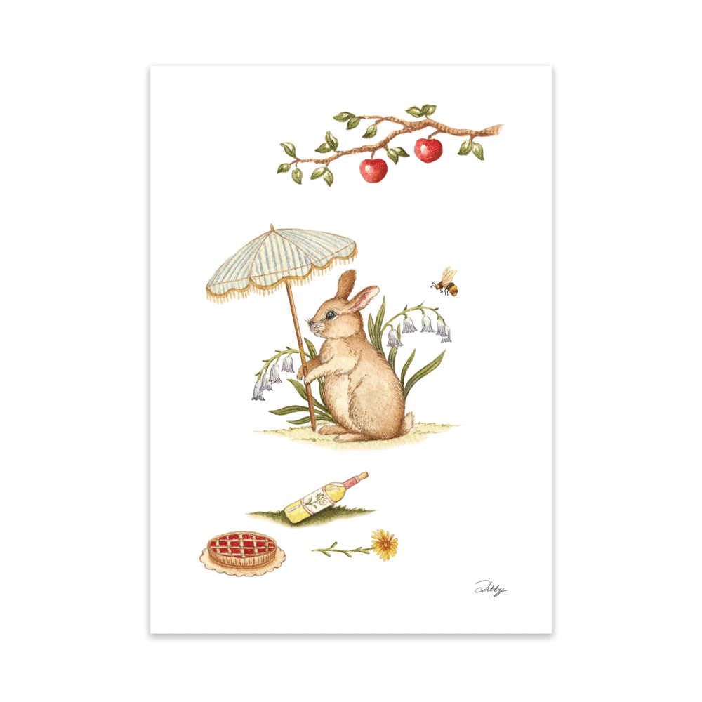 Woodland Picnic Bunny Print
