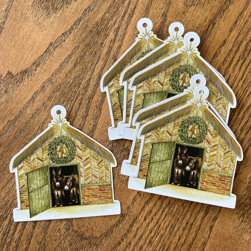 Donkeys in the Stable Gift Tags (set of 8)