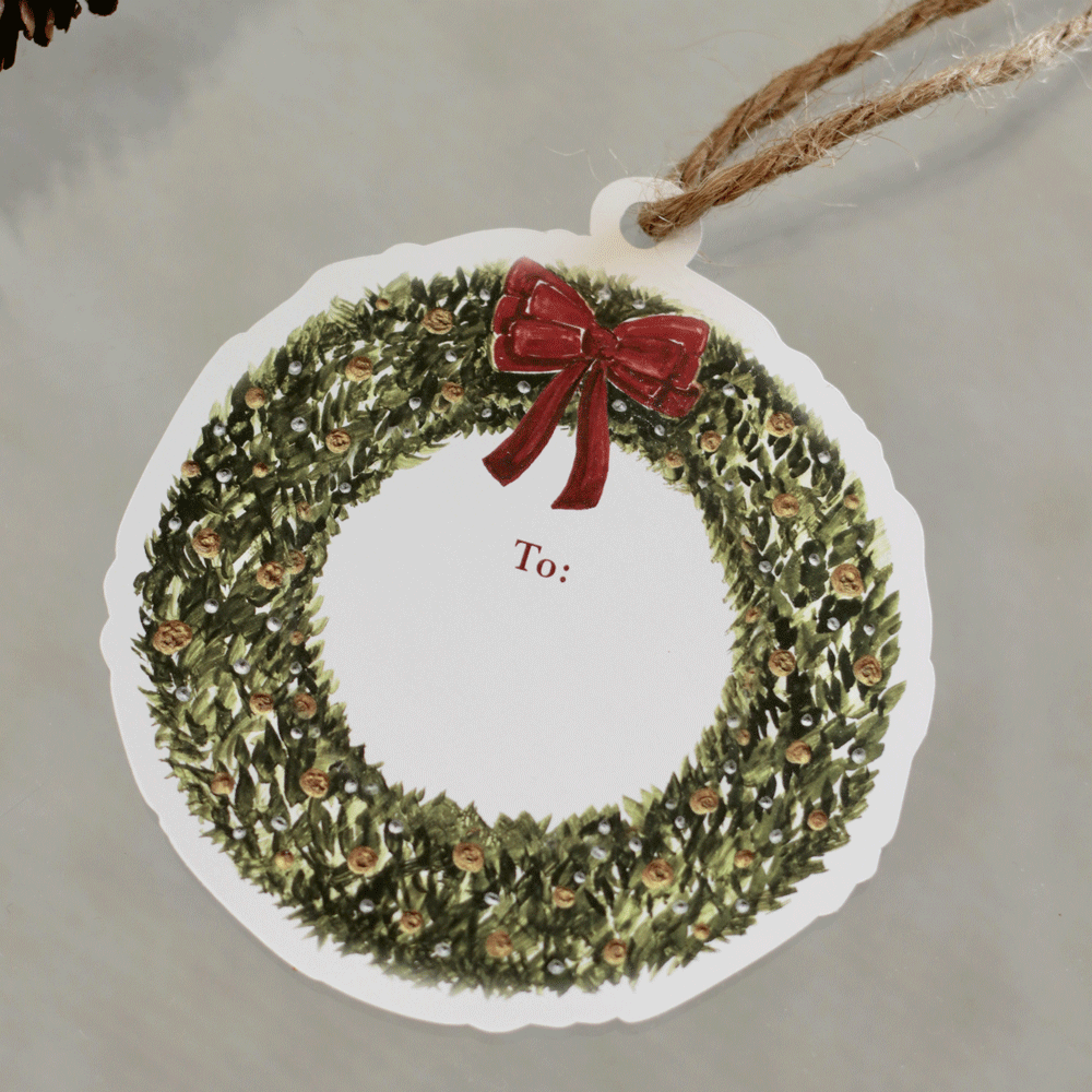 Christmas Wreath Gift Tags (set of 8)