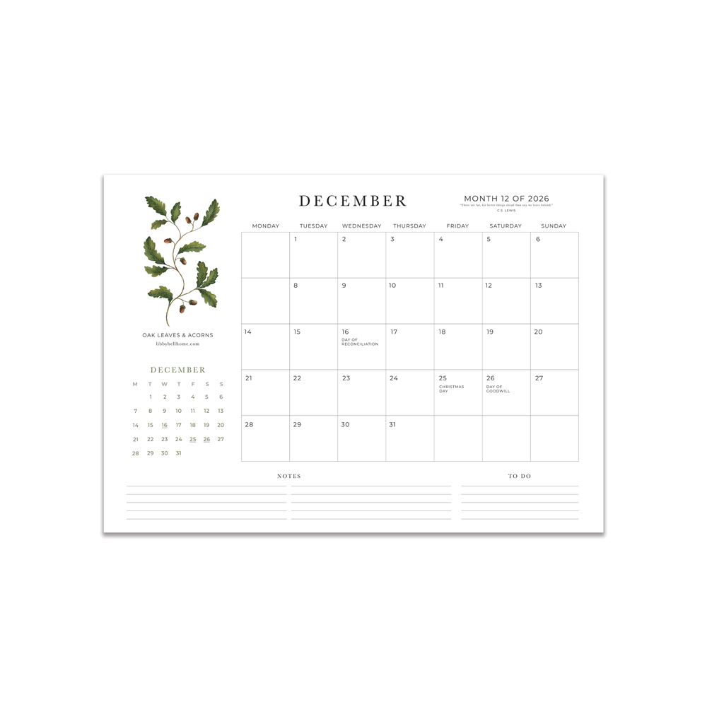 2026 A4 Deskpad Calendar (Medium)