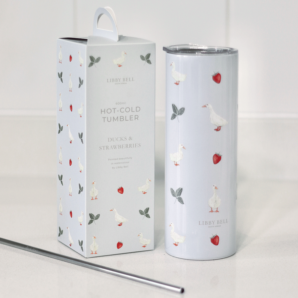 Ducks & Strawberries Hot-Cold Double-wall Tumbler