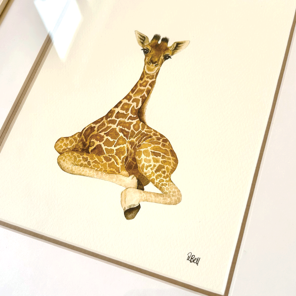 Safari Baby Giraffe - Framed Original Painting
