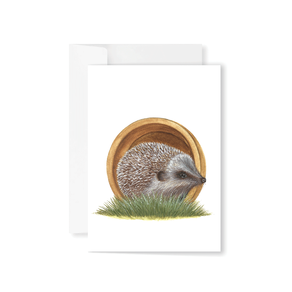 A little hedgehog in a terracotta pot Greeting Card
