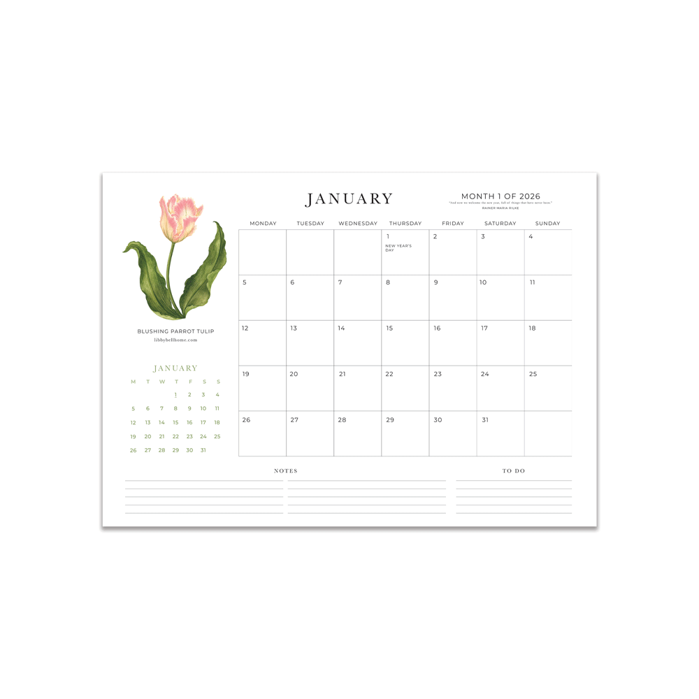 2026 A4 Deskpad Calendar (Medium)