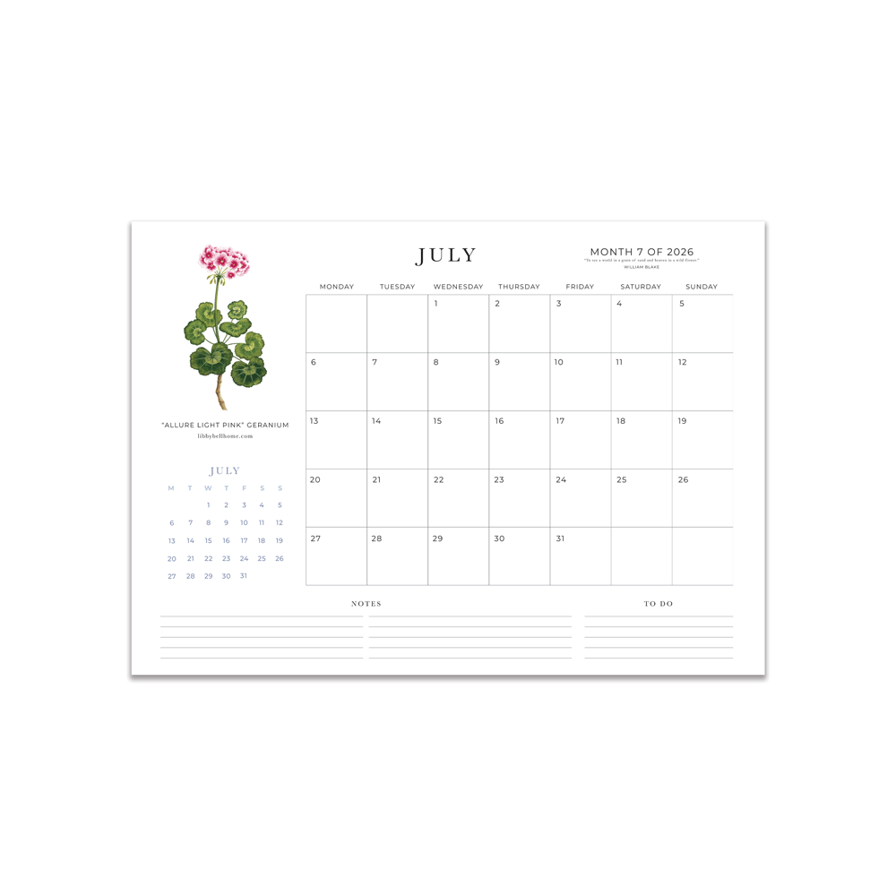 2026 A4 Deskpad Calendar (Medium)
