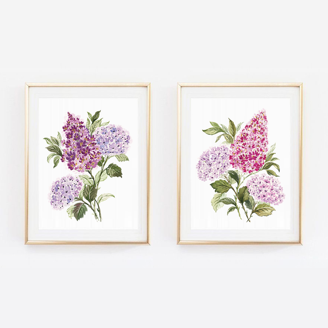 Lilacs & Hydrangeas Print Pair