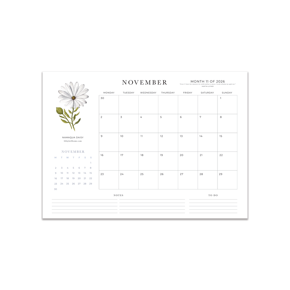 2026 A4 Deskpad Calendar (Medium)