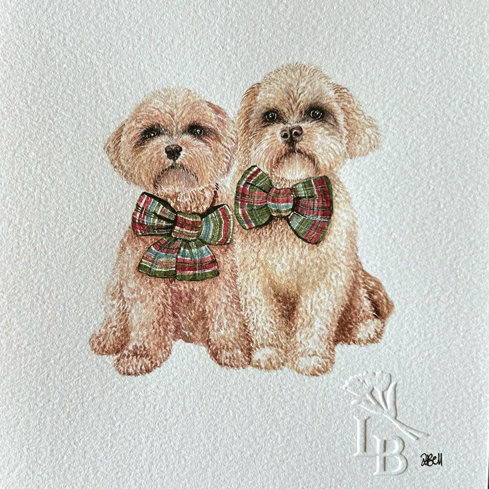 Christmas Doggies - Unframed Original Painting