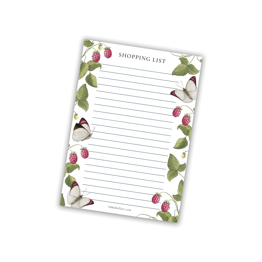 Raspberry Shopping List Pad (with magnets)