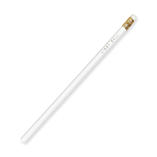 LB White HB Pencil with Gold Ferrule & Eraser