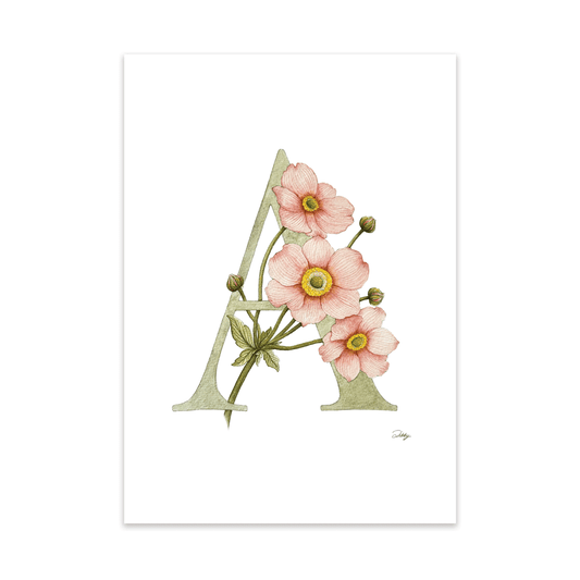 "A" with Anemones Print