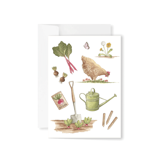 Hen in the Veggie Patch Greeting Card