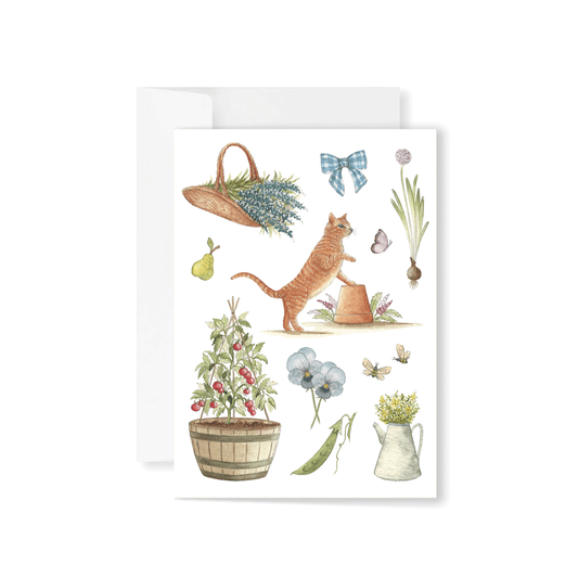Kitty in the Veggie Patch Greeting Card