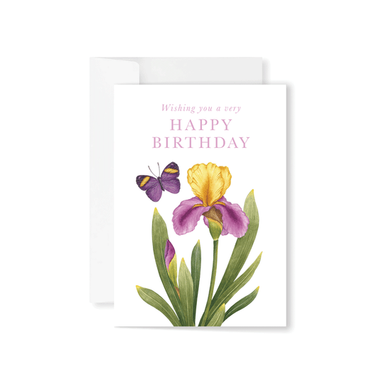Iris 'Peggy Sue' with Butterfly Greeting card