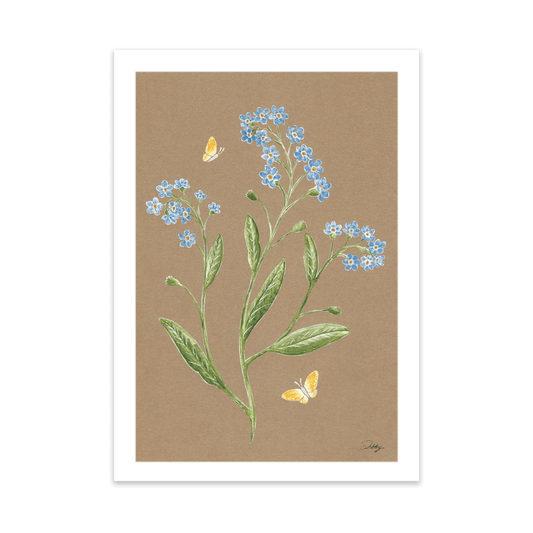 Forget-me-nots on brown Print