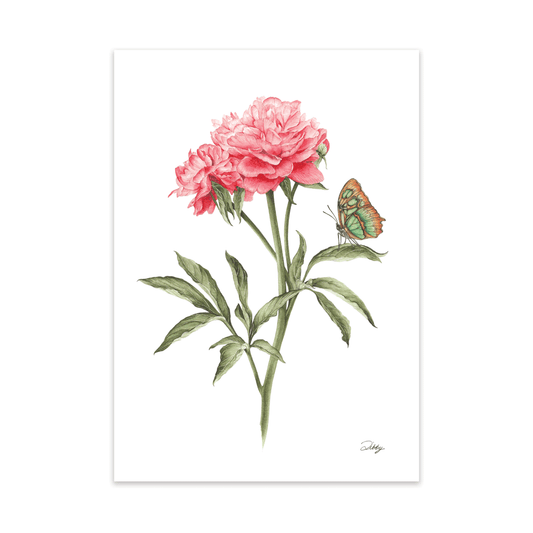 Gilbert Barthelot Peony with a Malachite Butterfly Print