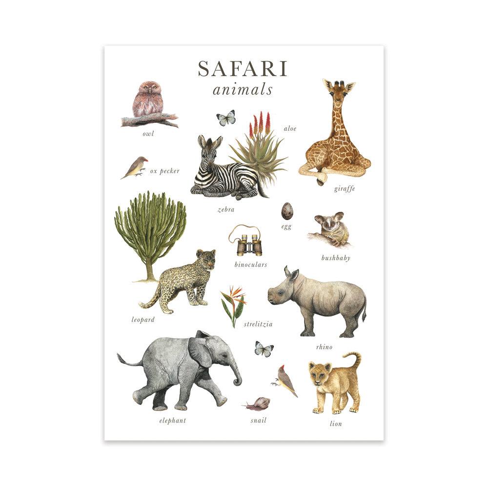Safari Animals Print Poster