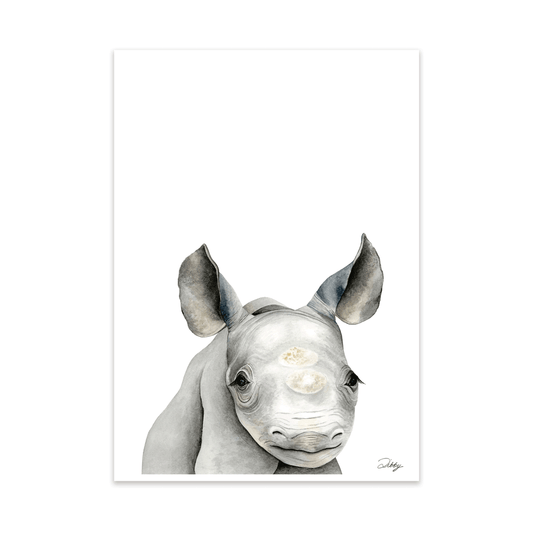 Safari Baby Rhino Portrait Print