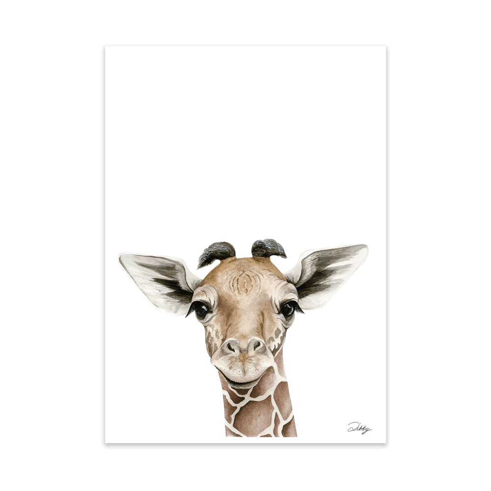 Safari Baby Giraffe Portrait Print