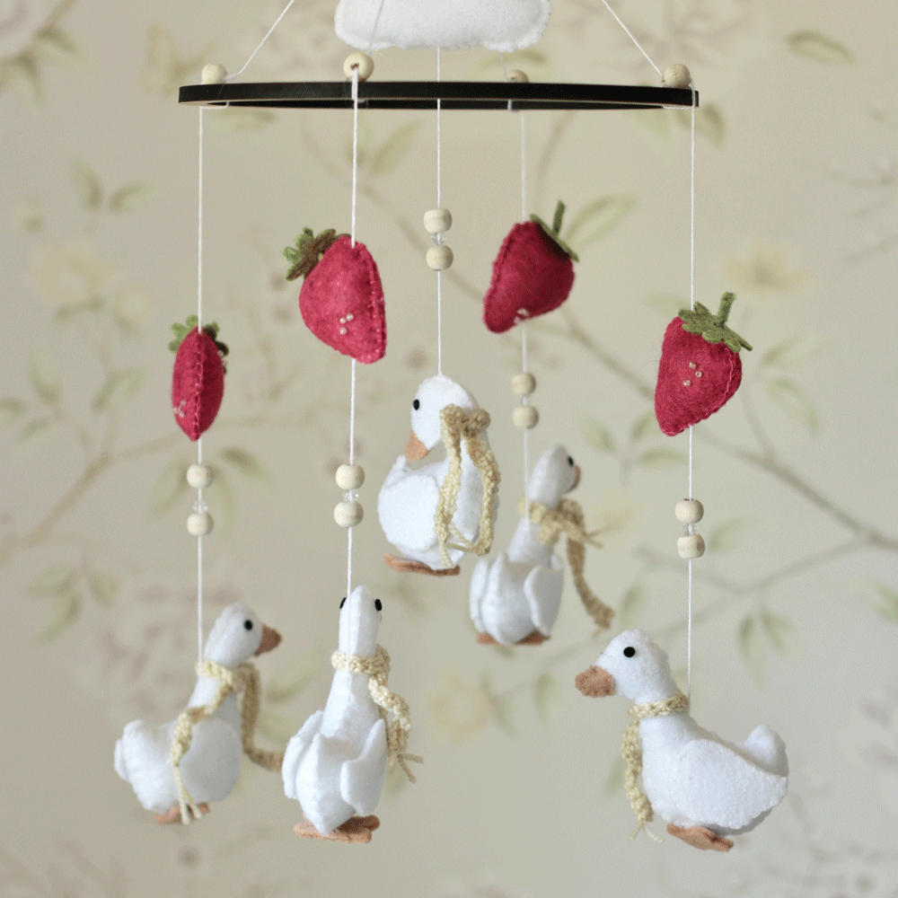 Ducks & Strawberries Felt Mobile