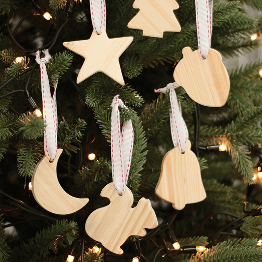 Rustic Wooden Christmas Ornament Set