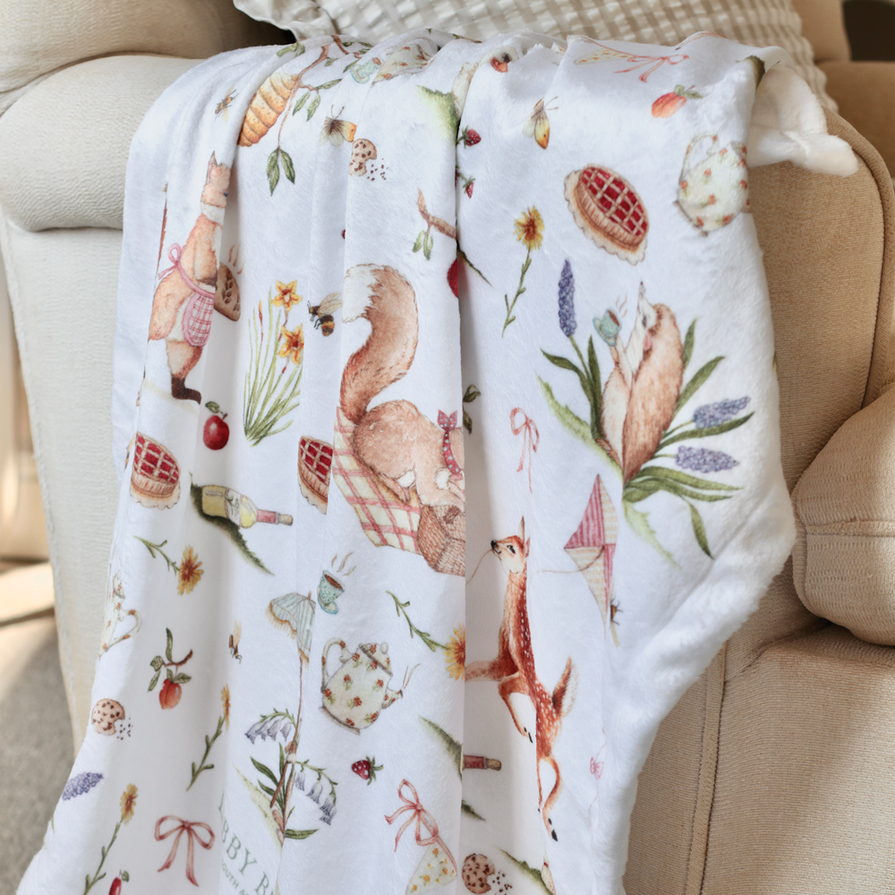 Woodland Picnic Luxe Baby Blanket