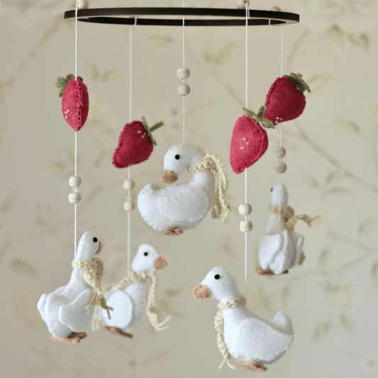 Ducks & Strawberries Felt Mobile