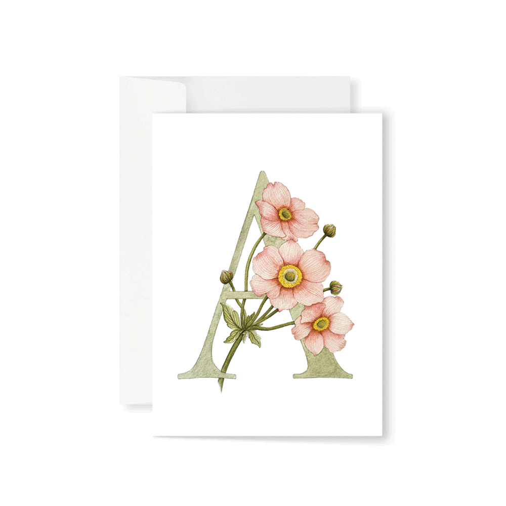 'A' with Anemones Greeting Card
