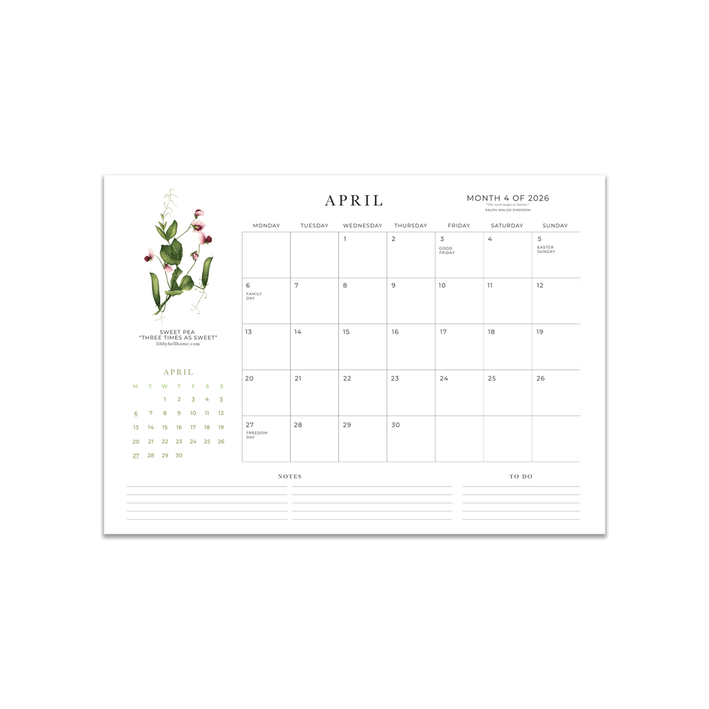 2026 A4 Deskpad Calendar (Medium)