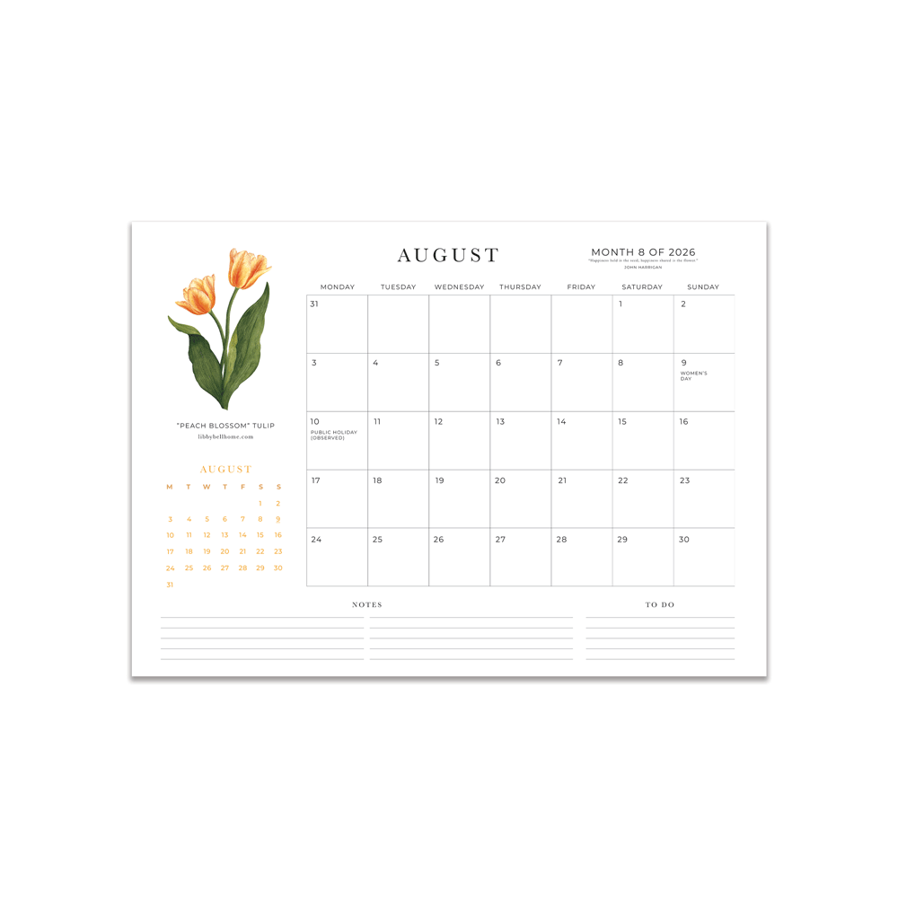 2026 A4 Deskpad Calendar (Medium)