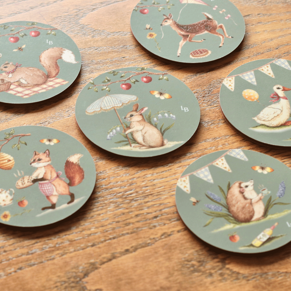 Woodland Picnic Coaster Set