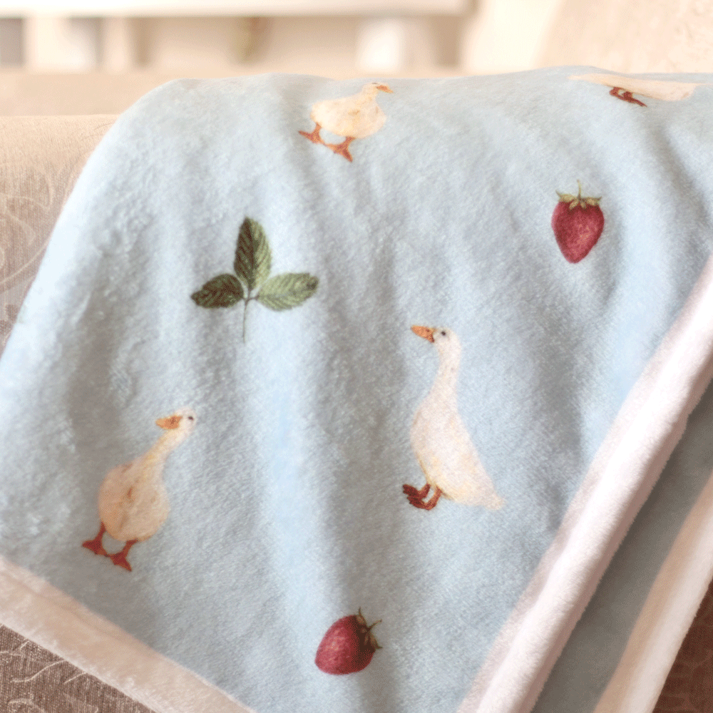 Heirloom Ducks & Strawberries Luxe Baby Blanket