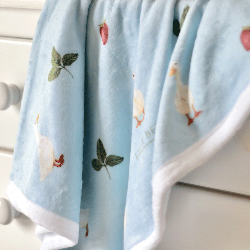 Heirloom Ducks & Strawberries Luxe Baby Blanket
