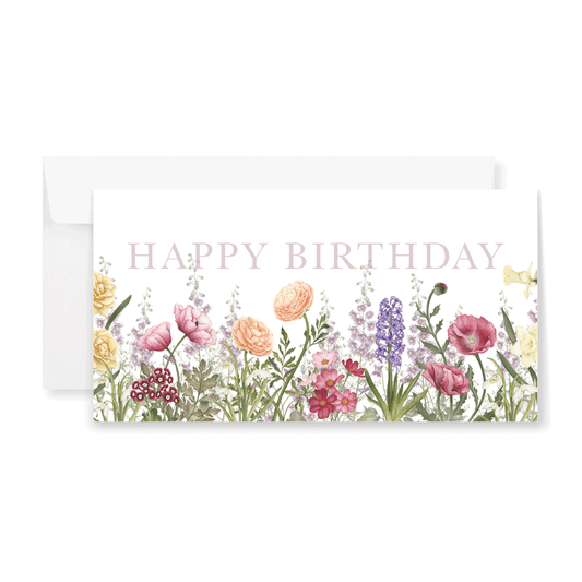 Happy Birthday Long Card - English Garden