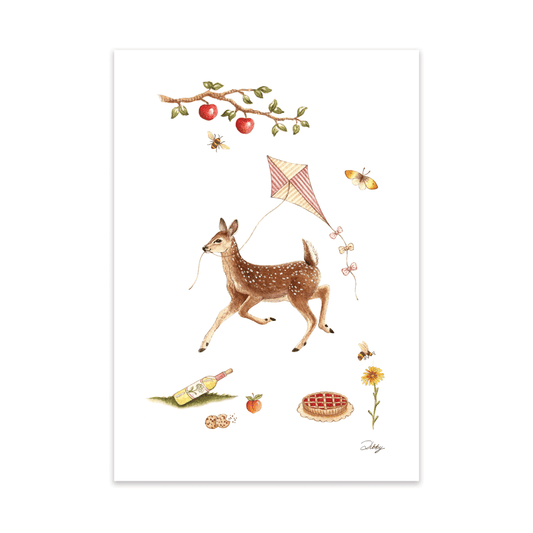Woodland Picnic Fawn Print